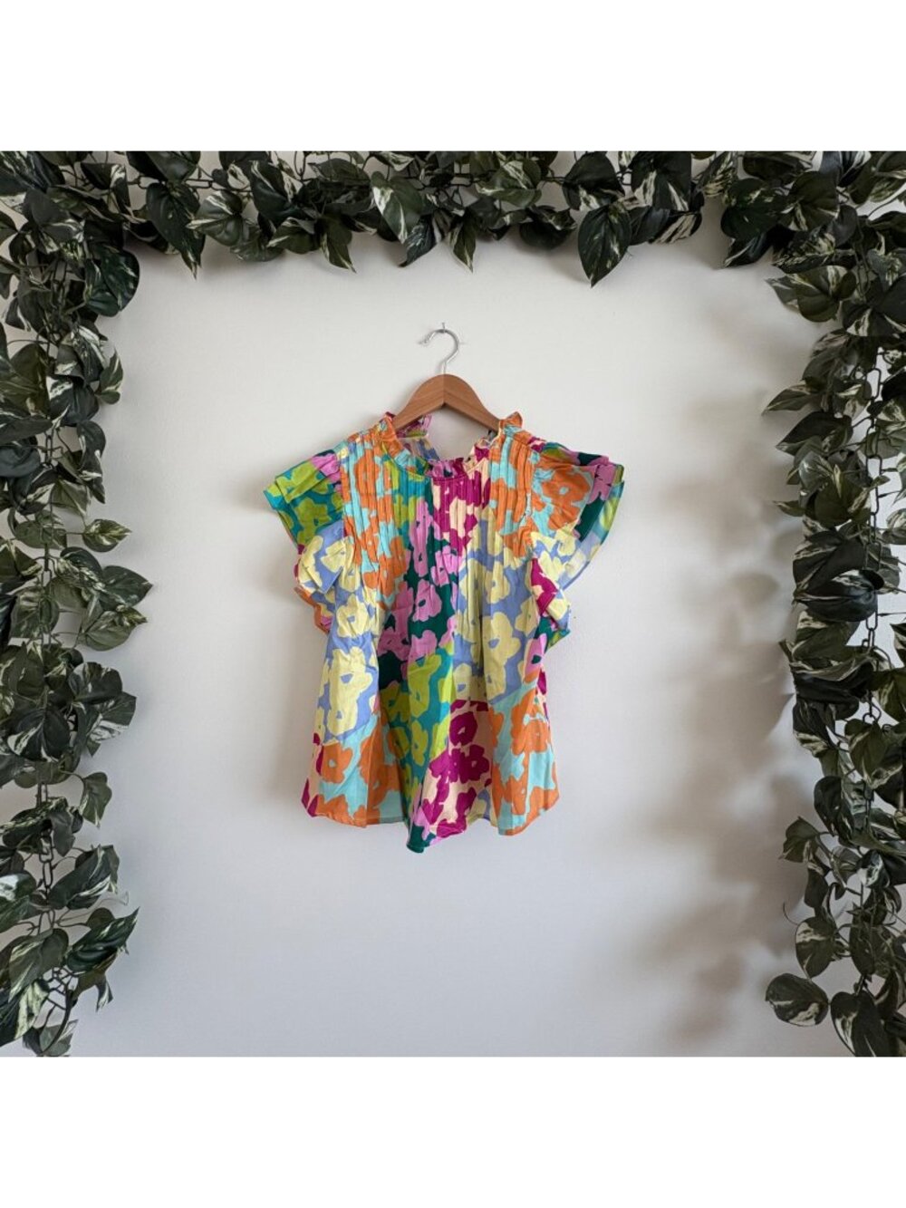 Crosby Elsie Top Short Sleeve Blouse Patchwork Poppy Multi NWT Size XS